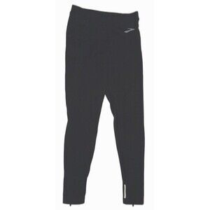 Ladies Brooks Black Fleece Lined Cold Weather Running Tights W/Zip Ankles Size S